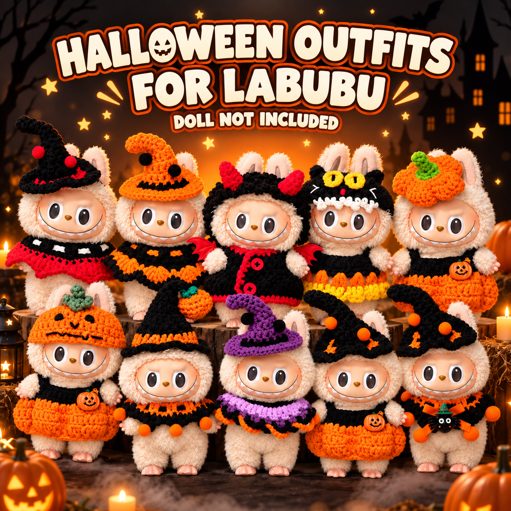 Ten handmade Halloween outfit styles for Labubu dolls